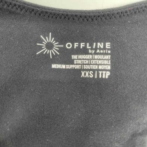 Offline By Aerie Women's V Neck Black Medium Support Sports Bra Size XXS - Picture 4 of 5